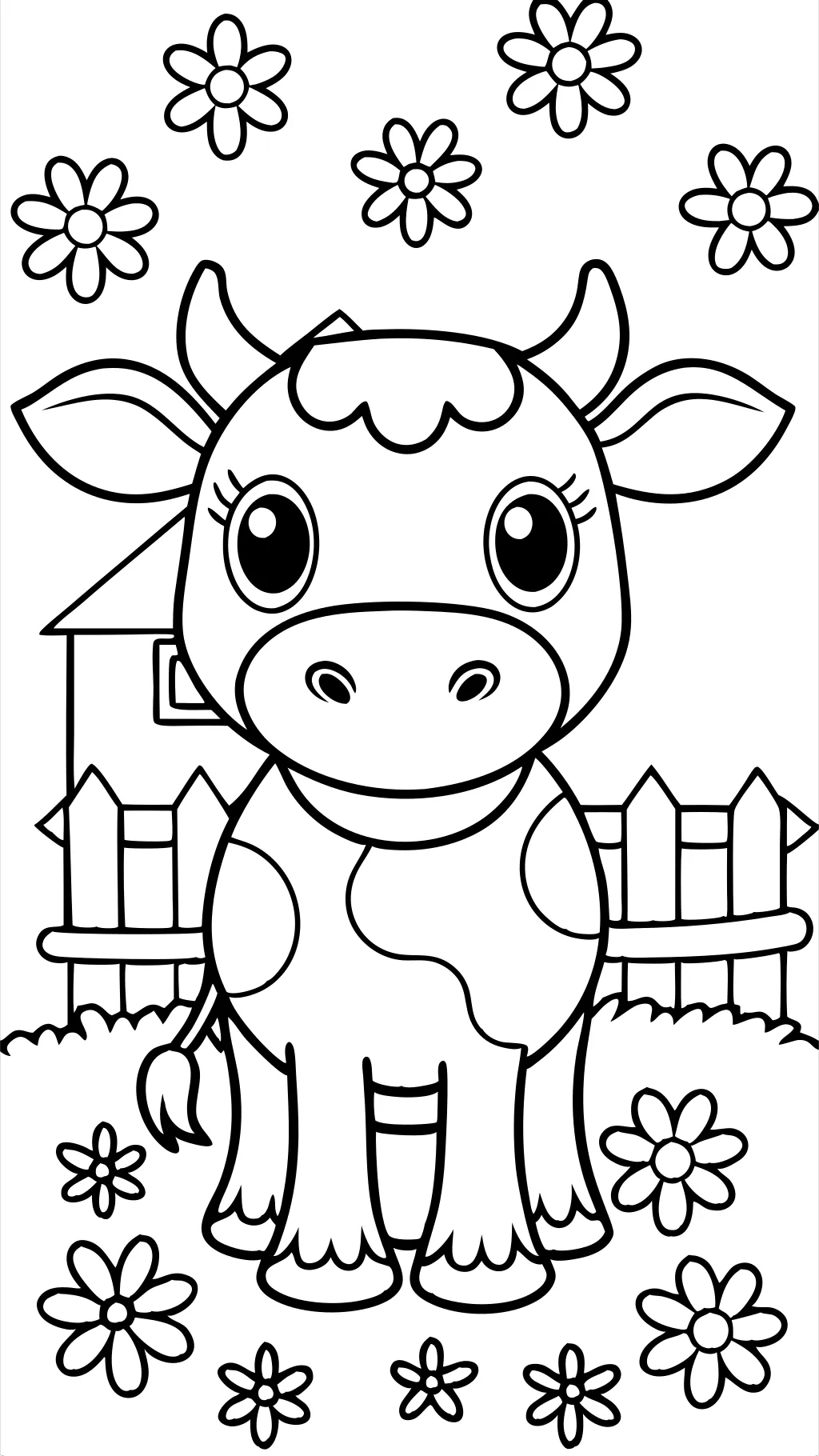 kawaii cow coloring pages